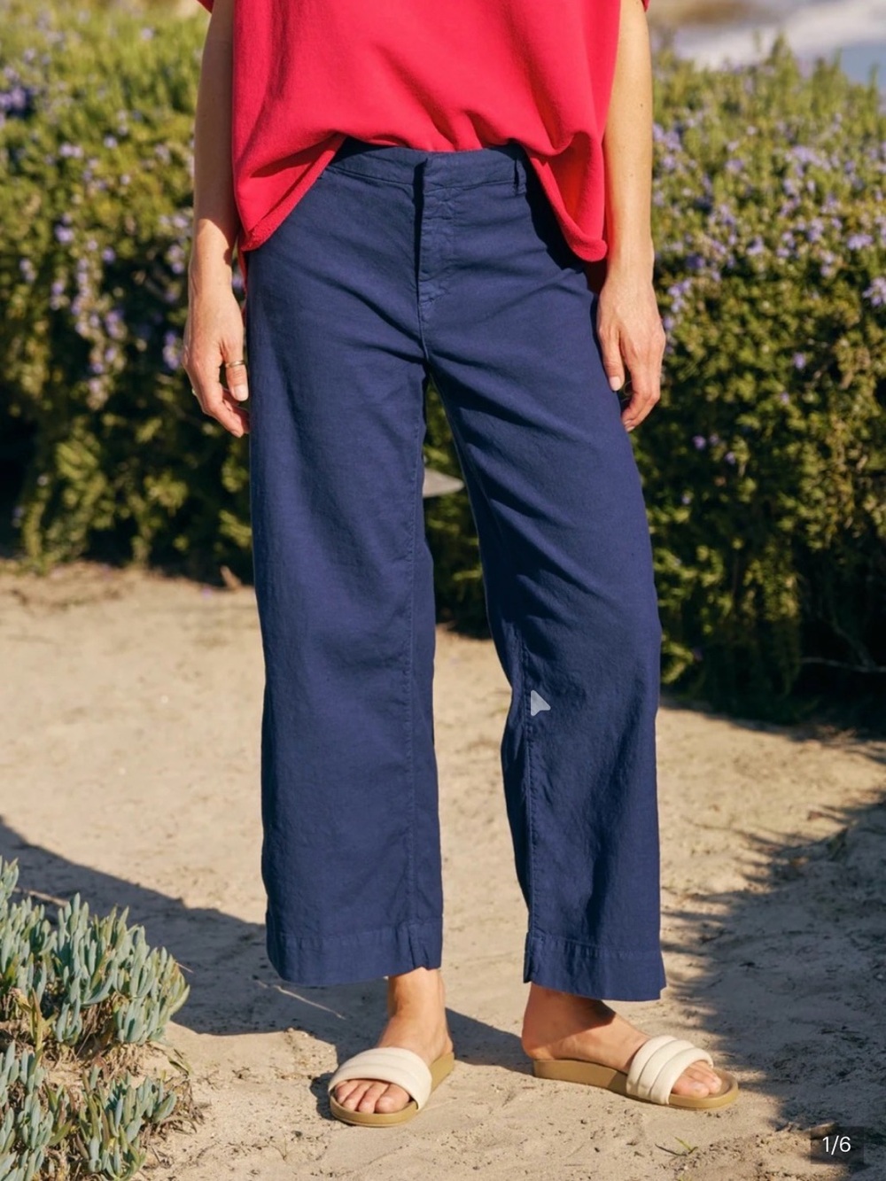 ‼️ Frank & Eileen Wexford Lines Wide-Leg Navy Pants